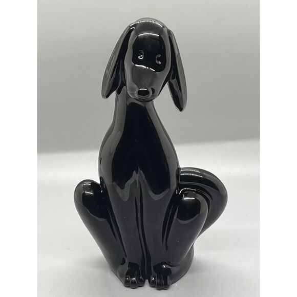 Viking Glass Epic Dog Figurine - Shiny Black Hound by Mosser Glass, 8" Solid Gla - Picture 2 of 10